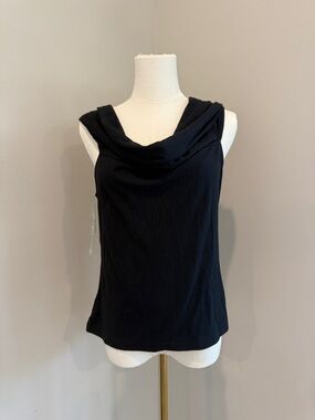 SPANX Black Draped Cowl Neck Tank
